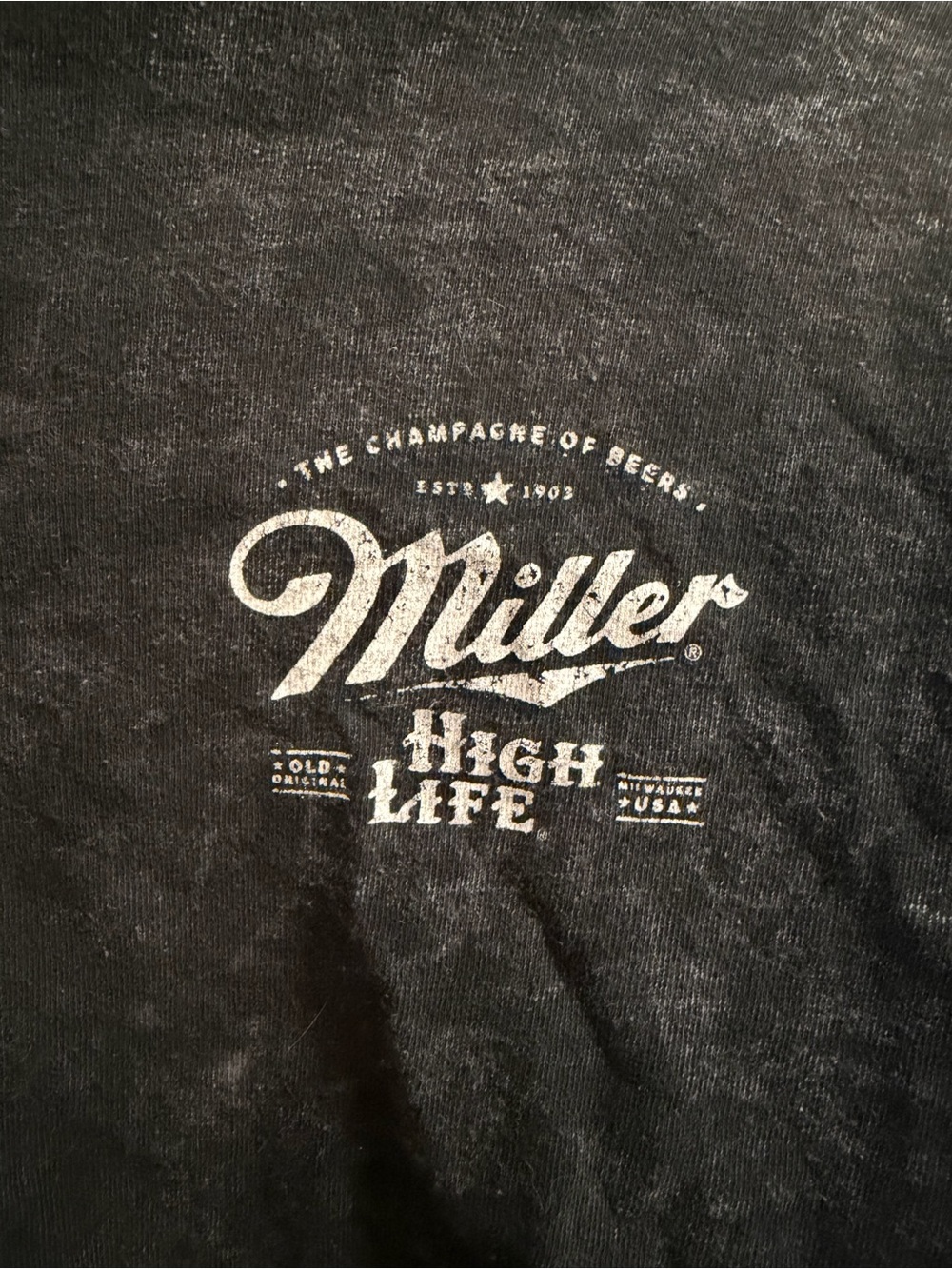 Miller High Life Black Washed Crop Tee XL - Picture 2 of 5